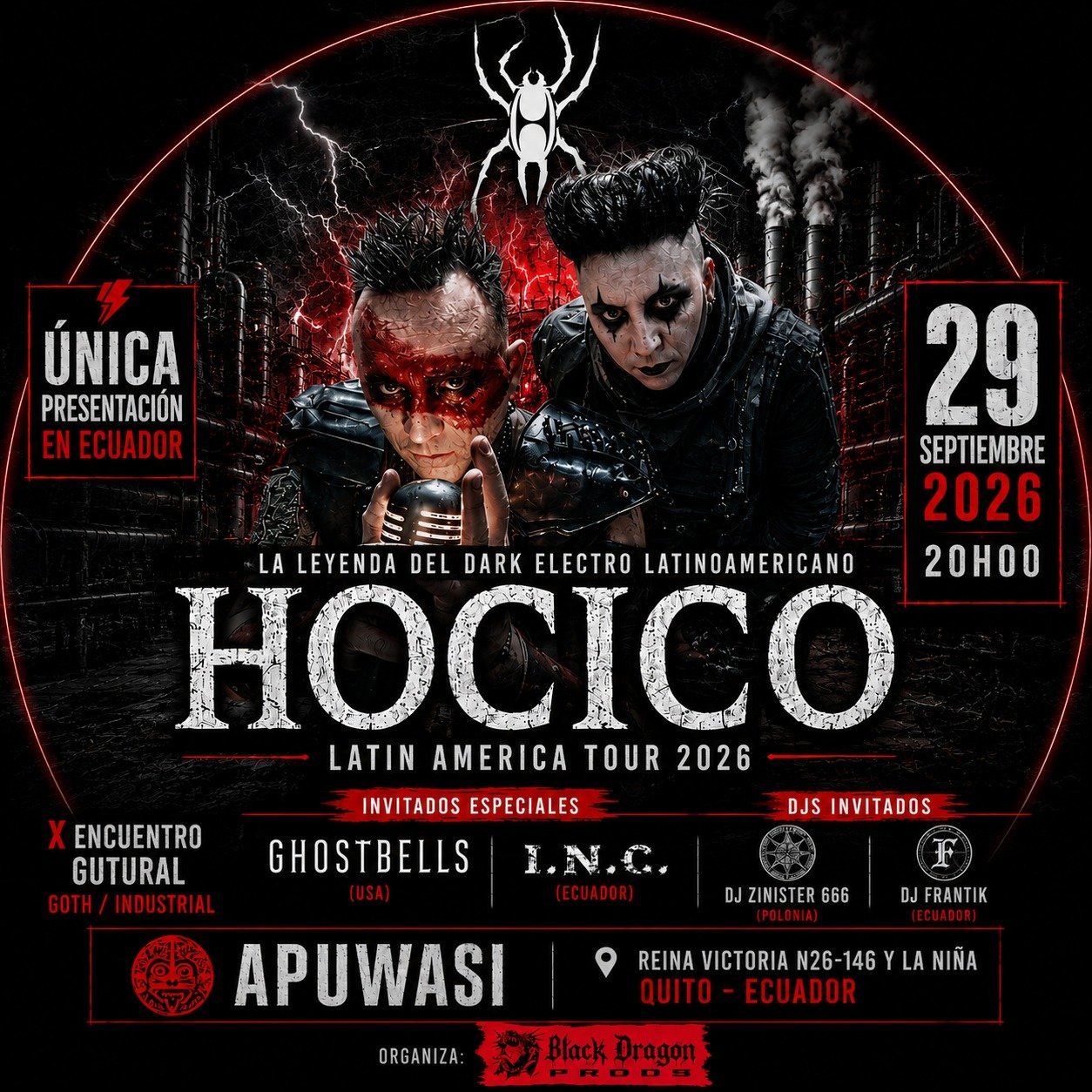Flyer de Hocico en Ecuador